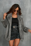 Opulent Lapel Faux Fur Coat - WEUXS