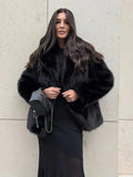 Luxurious Faux Fox Fur Mid-Length Coat - WEUXS