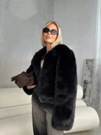 Snow Angel White Faux Fur Cropped Jacket - WEUXS