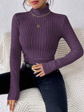 Black ribbed turtleneck top - View 11 | WEUXS