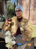 Plush faux fur cropped jacket - View 6 | WEUXS