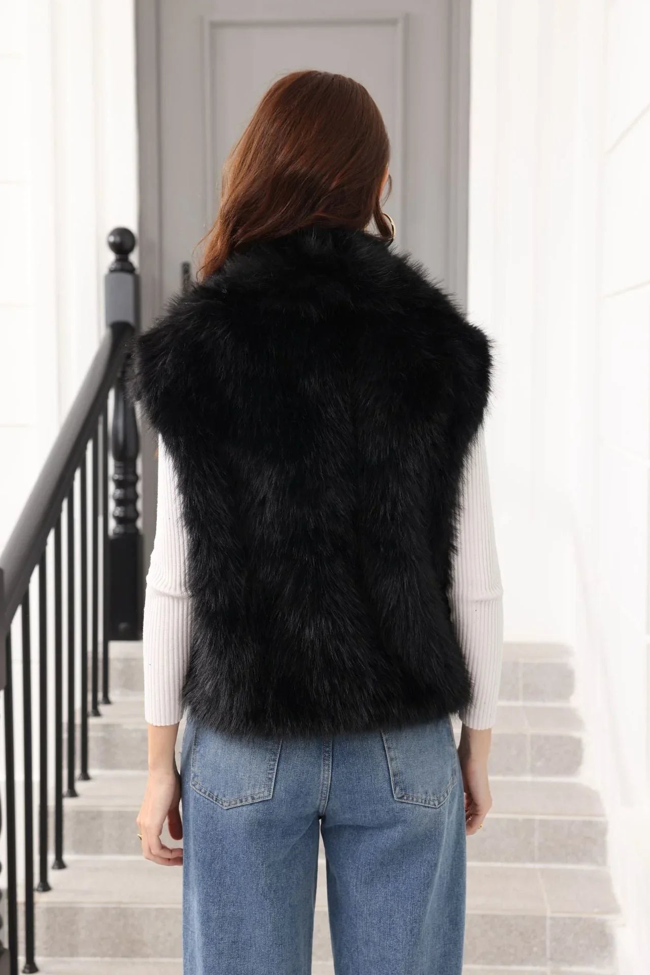 Luxe Oversized Lapel Faux Fur Vest - WEUXS