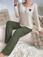 Coquette Heart Patch Ribbed Lounge Set - View 22 | WEUXS