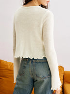 Romantic 3D Rosette Button Knit Cardigan - WEUXS