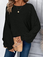 Batwing Sleeve Ribbed Knit Top - View 7 | WEUXS