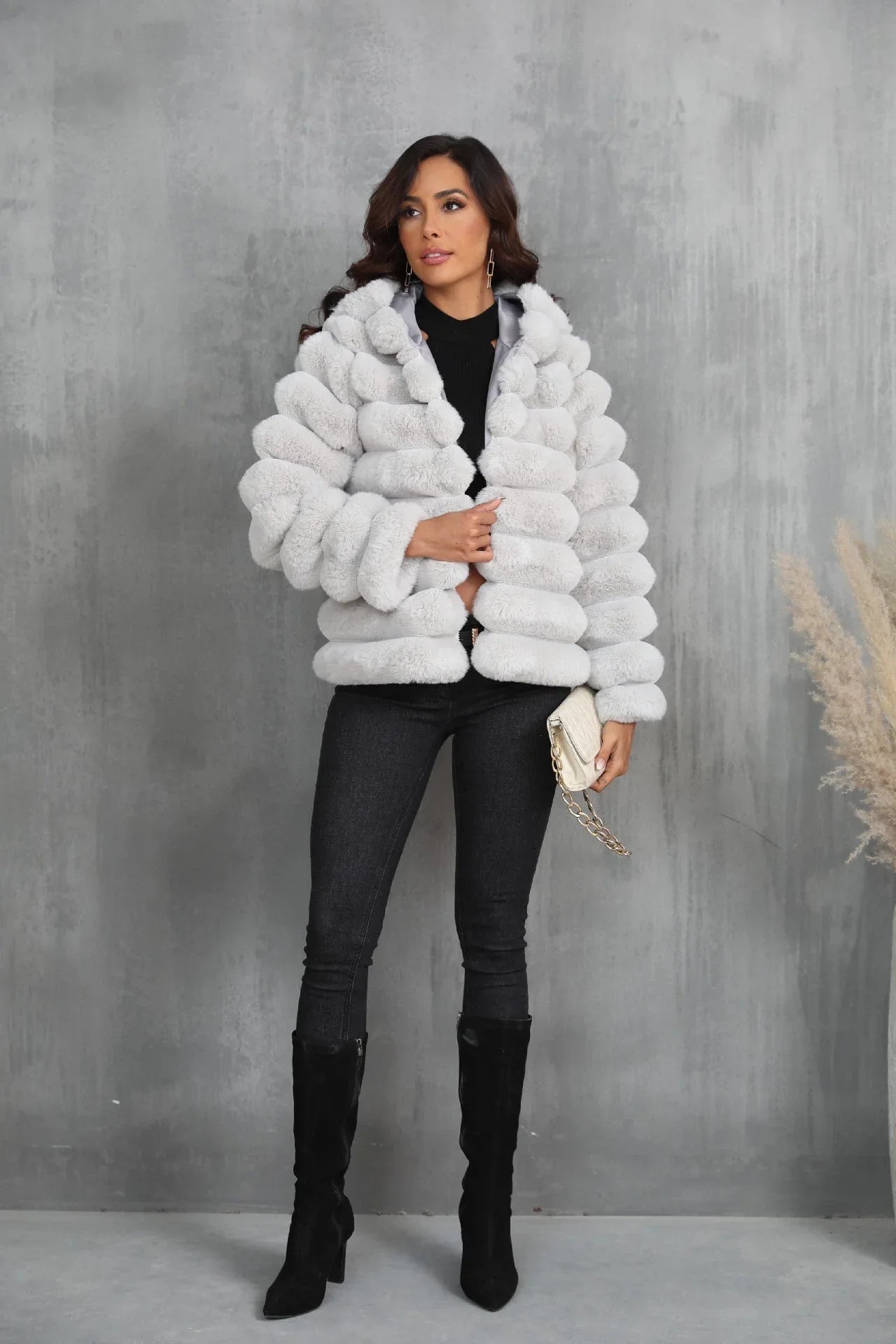 Raven Luxe Hooded Faux Fur Jacket - View 15 | WEUXS