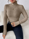 Black ribbed turtleneck top - View 6 | WEUXS