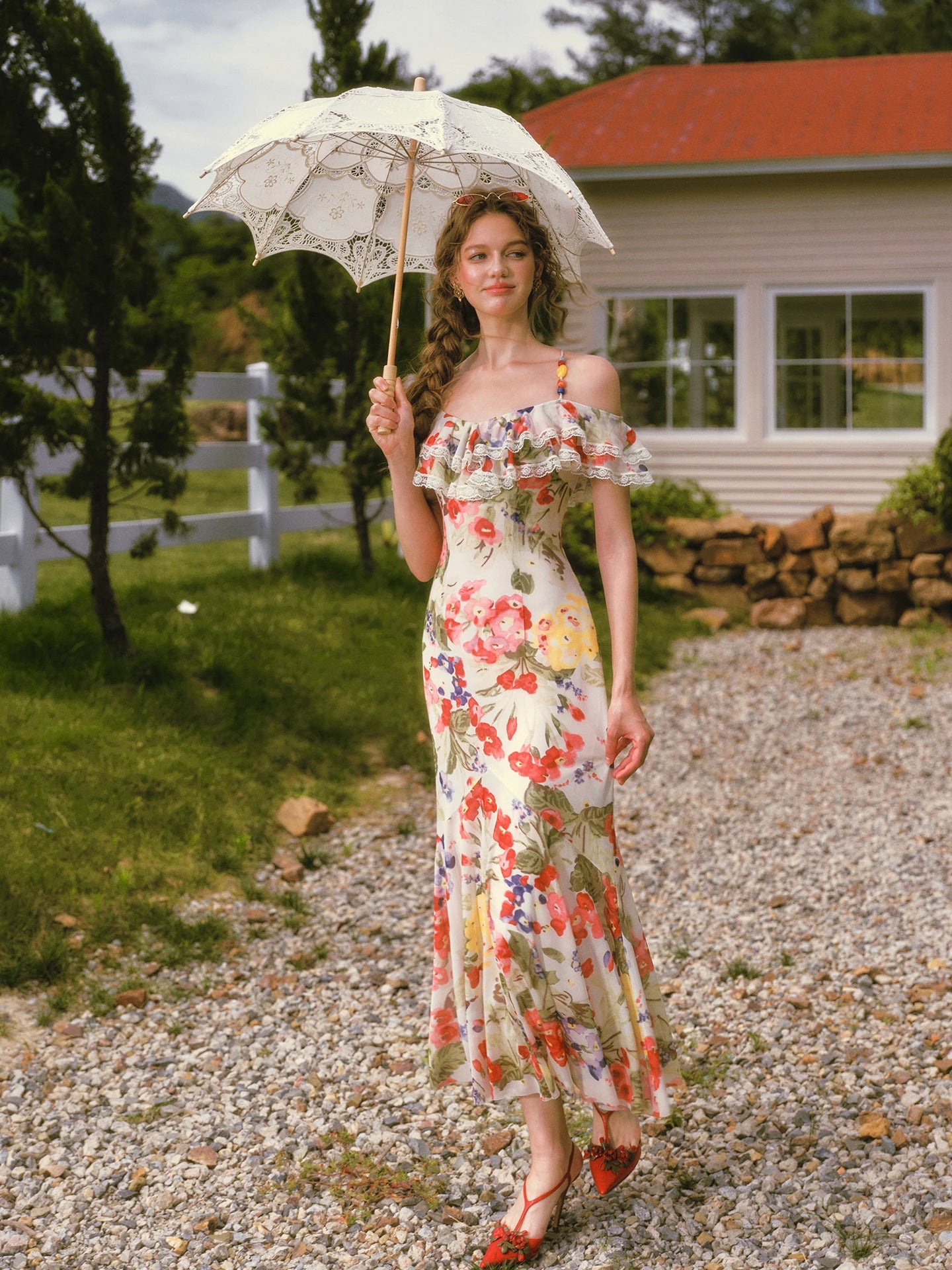 French Style Floral Print Midi Dress Secondary image