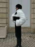 Plush Faux Fur Cropped Jacket - View 9 | WEUXS