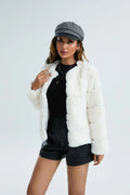 Blush Pink Faux Fox Fur Paneled Jacket - WEUXS