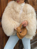 shaggy faux fur cropped jacket - View 8 | WEUXS