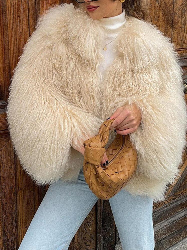 shaggy faux fur cropped jacket - View 8 | WEUXS