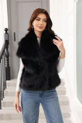 Luxe Oversized Lapel Faux Fur Vest - WEUXS