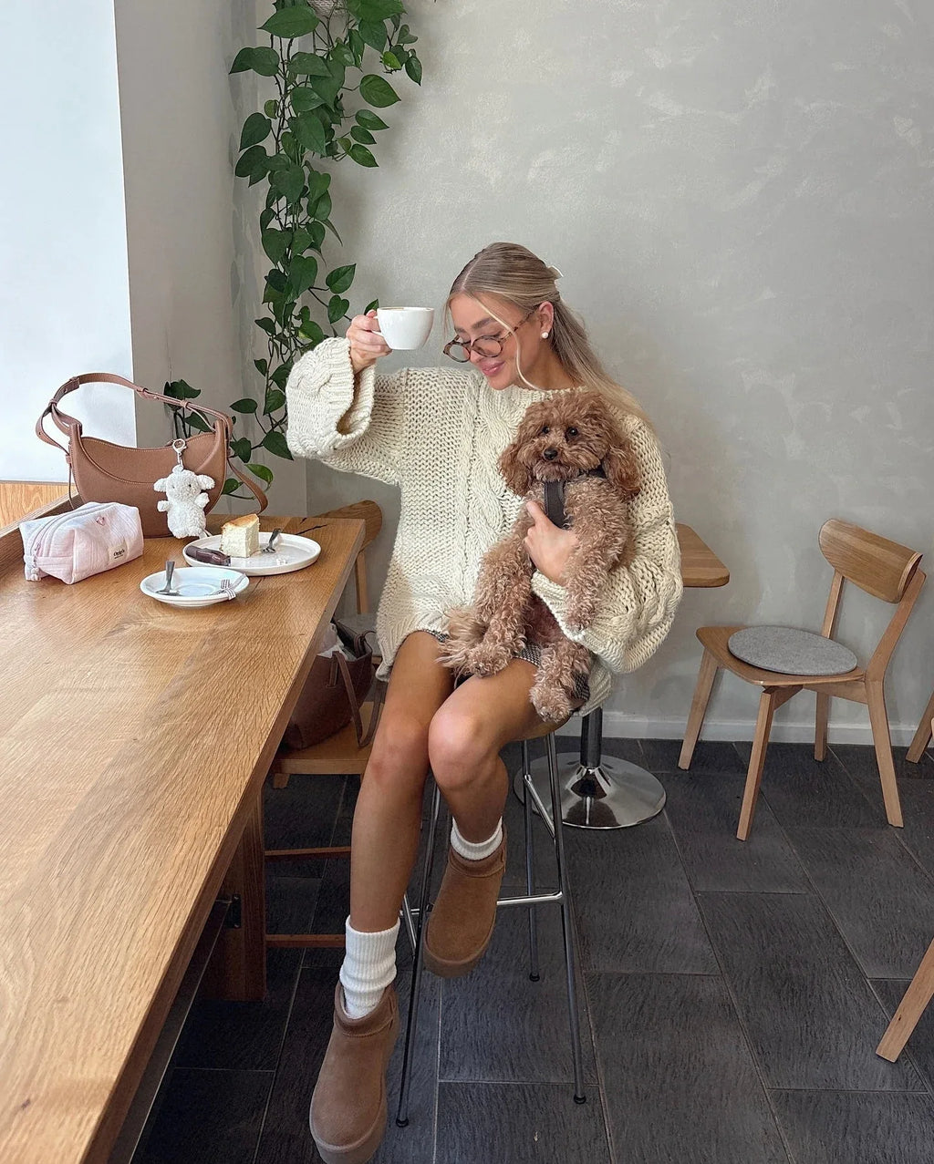 Dreamy Pink Chunky Cable Knit Sweater - WEUXS
