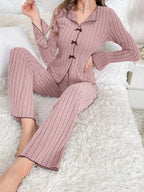 Ribbed pajama set with bow details - View 21 | WEUXS