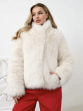 Champagne Cloud Faux Fox Fur Jacket - WEUXS