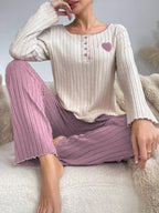Ribbed lounge set with heart detail - View 18 | WEUXS