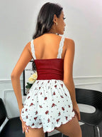 Lace Trim Cami and Shorts Loungewear Set - View 6 | WEUXS