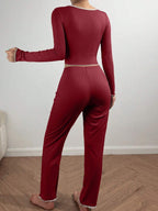 Ribbed Knit Pajama Set - View 17 | WEUXS