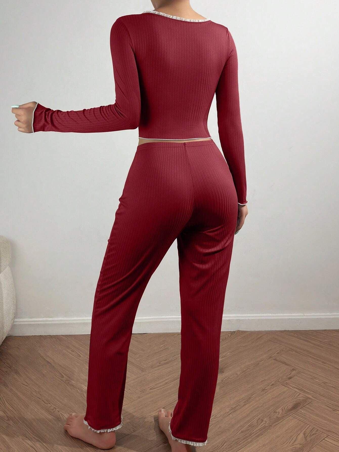 Ribbed Knit Pajama Set - View 17 | WEUXS