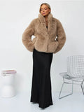 Champagne Cloud Faux Fox Fur Jacket - WEUXS