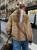 Vintage Leopard Print Faux Fur Jacket - WEUXS