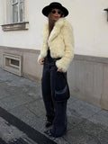 Buttercream Plush Faux Fur Cropped Jacket - WEUXS