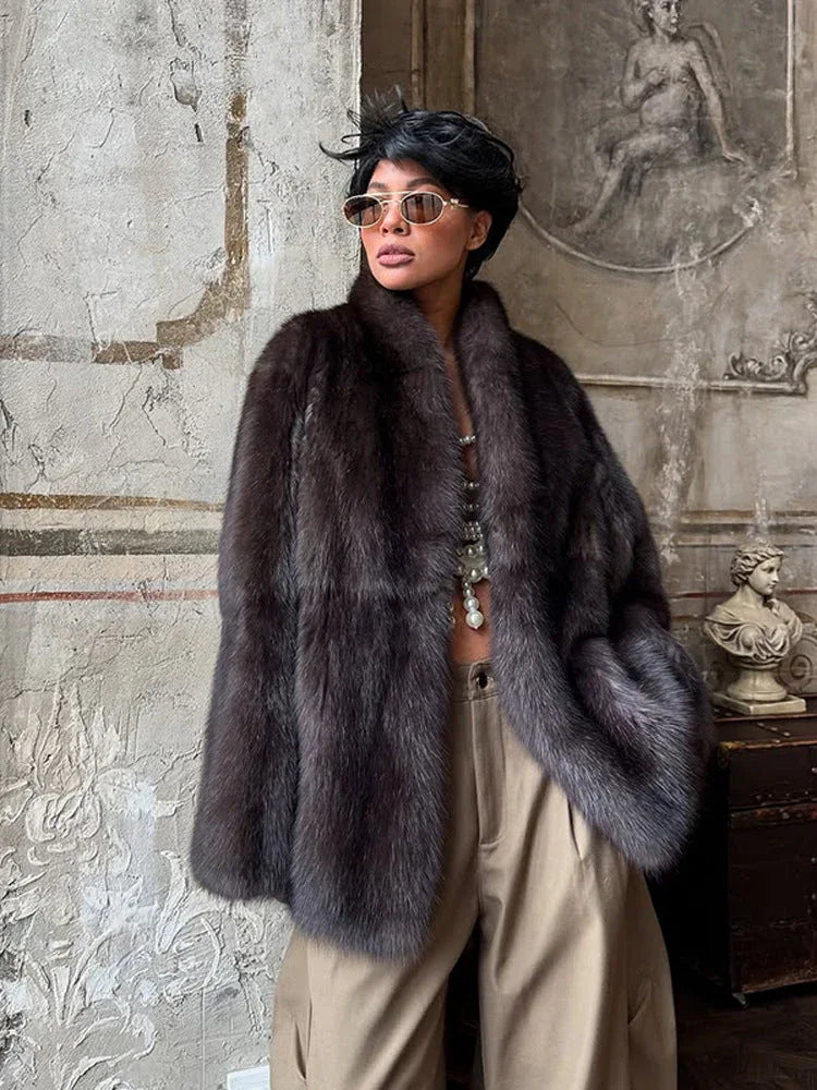 Plush Faux Fur Coat - View 6 | WEUXS