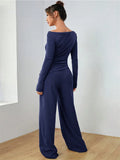 Boat Neck Wide Leg Two-Piece Set - View 13 | WEUXS
