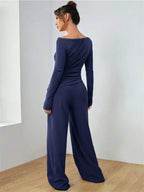 Boat Neck Wide Leg Two-Piece Set - View 13 | WEUXS