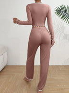 Ribbed Knit Pajama Set - View 8 | WEUXS