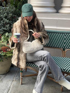 Vintage Natural Stripe Faux Fur Jacket - View 7 | WEUXS