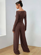 Boat Neck Wide Leg Two-Piece Set - View 22 | WEUXS