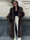 Luxe Espresso Faux Mink Long Coat - WEUXS
