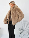 Champagne Cloud Faux Fox Fur Jacket - WEUXS