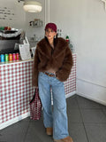 Luxe Cocoa Plush Faux Fur Jacket - WEUXS