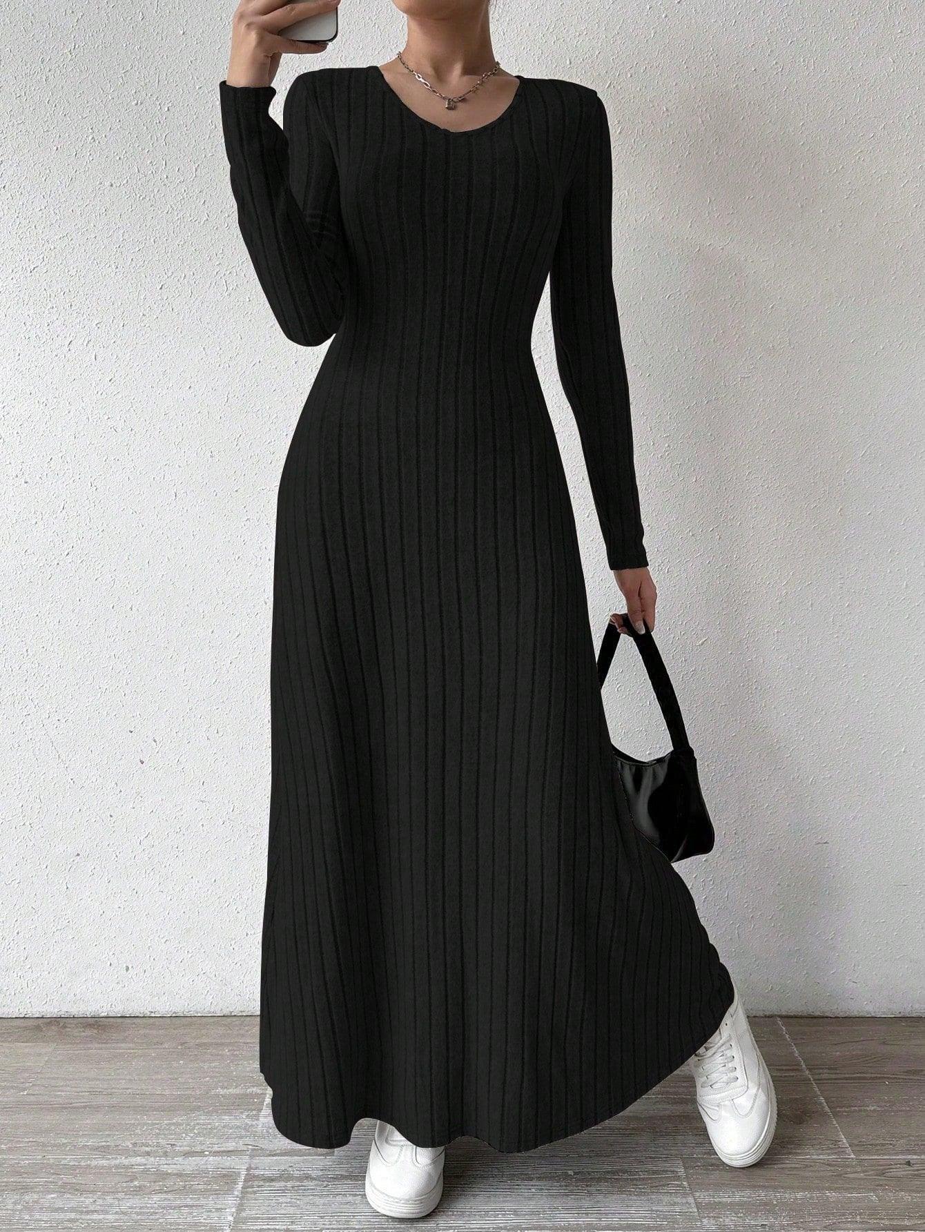Ribbed knit maxi dress - View 7 | WEUXS
