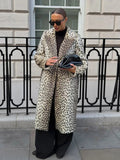 Vintage Leopard Print Faux Fur Long Coat - WEUXS