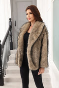 Luxe Grey Belted Faux Fur Coat - WEUXS
