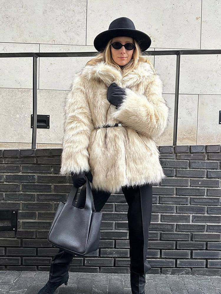 Faux Fur Jacket with Tip Dye Effect - View 13 | WEUXS
