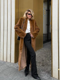 Opulent Caramel Faux Mink Maxi Coat - WEUXS