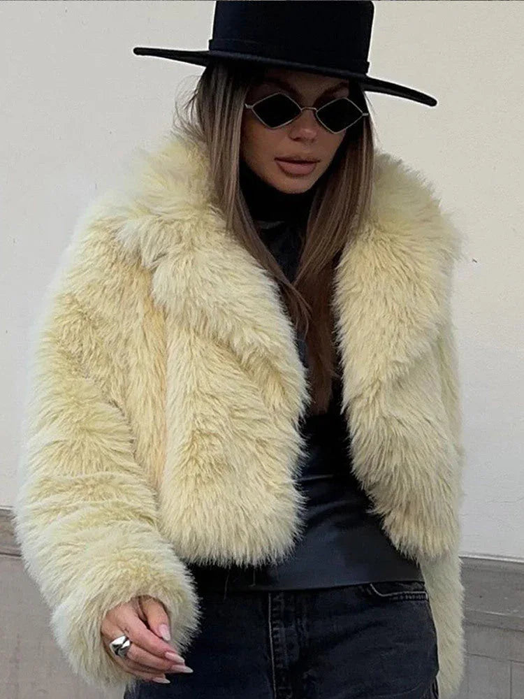 Cropped Faux Fur Jacket - View 6 | WEUXS