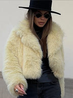 Cropped Faux Fur Jacket - View 6 | WEUXS
