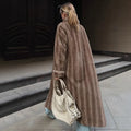 Vintage Mink Texture Faux Fur Long Coat - WEUXS