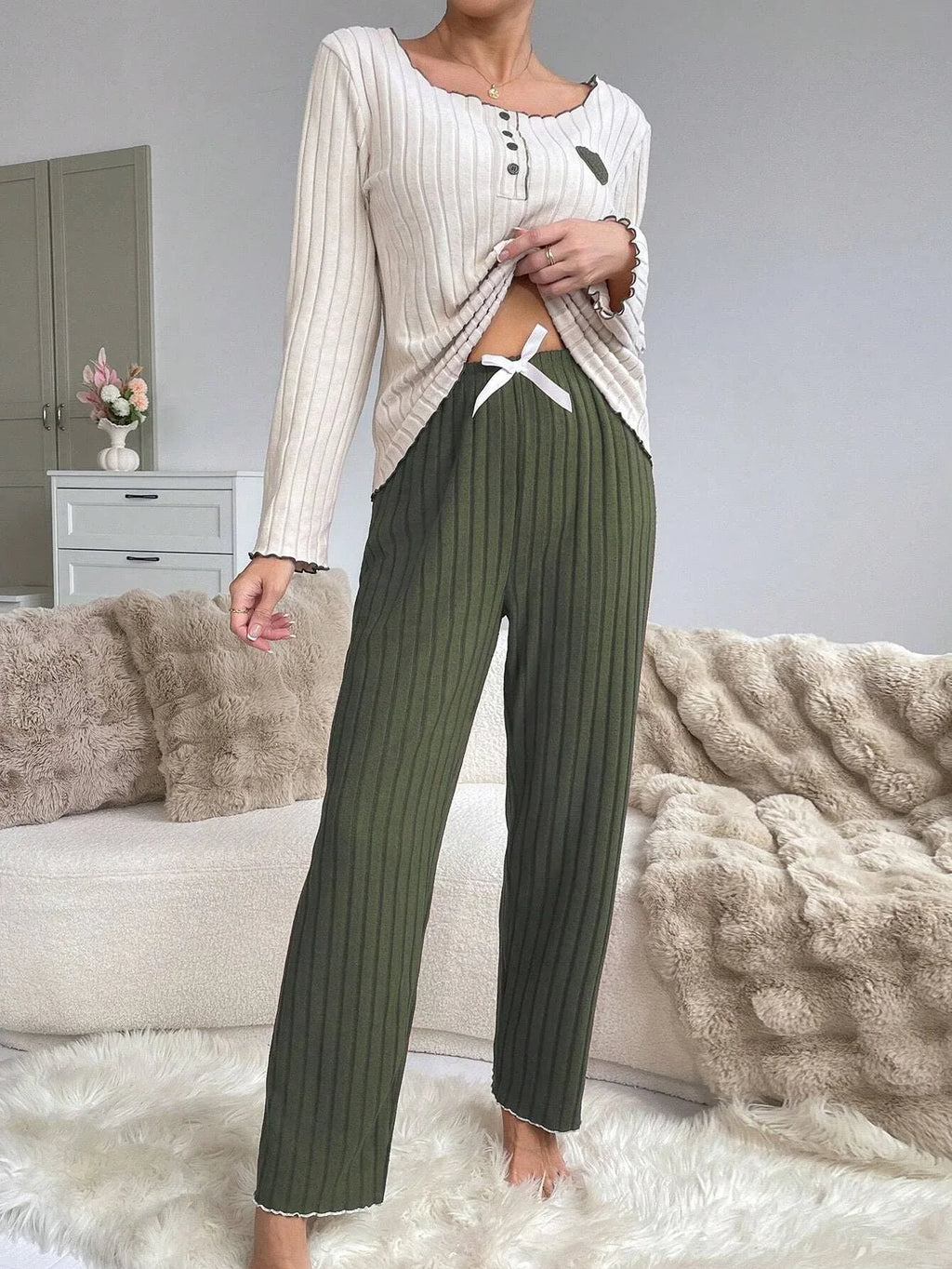 Ribbed lounge set with heart detail - View 24 | WEUXS