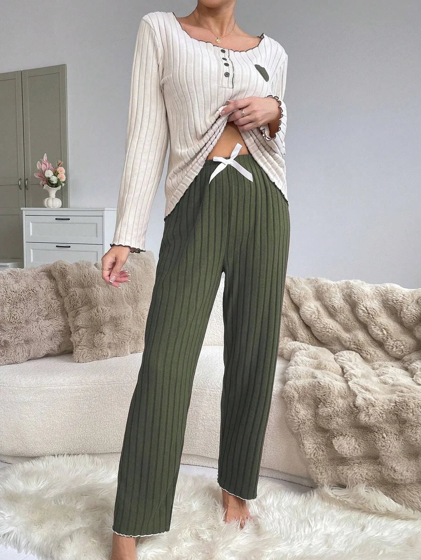 Ribbed lounge set with heart detail - View 24 | WEUXS