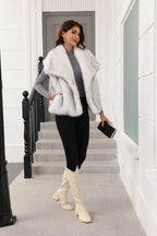 Oversized Lapel Faux Fur Vest - View 19 | WEUXS