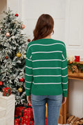 Sparkling Santa Striped Knit Sweater - WEUXS