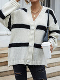 Chunky knit striped cardigan - View 6 | WEUXS