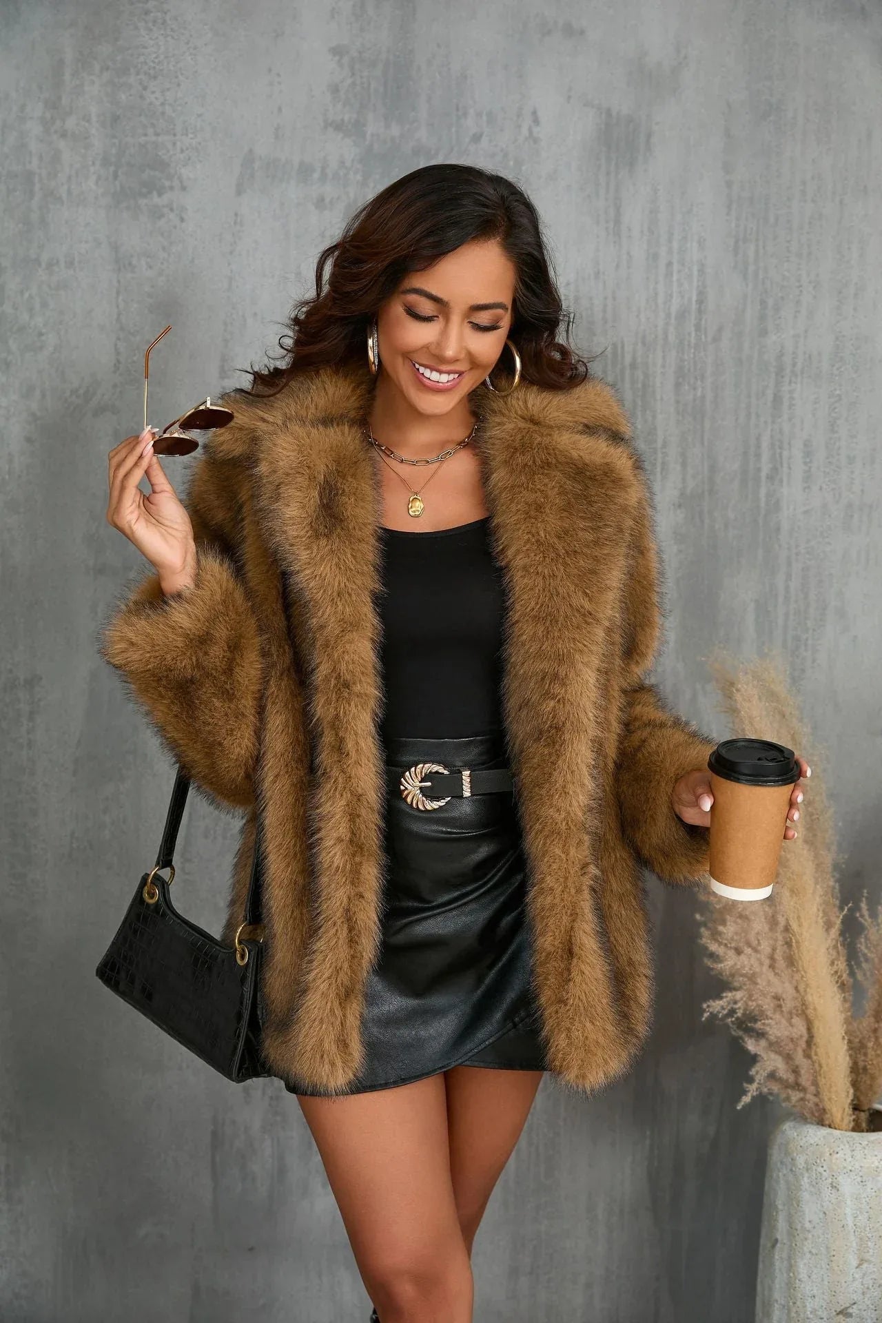 Aspen Luxe Gradient Faux Fur Coat - View 9 | WEUXS